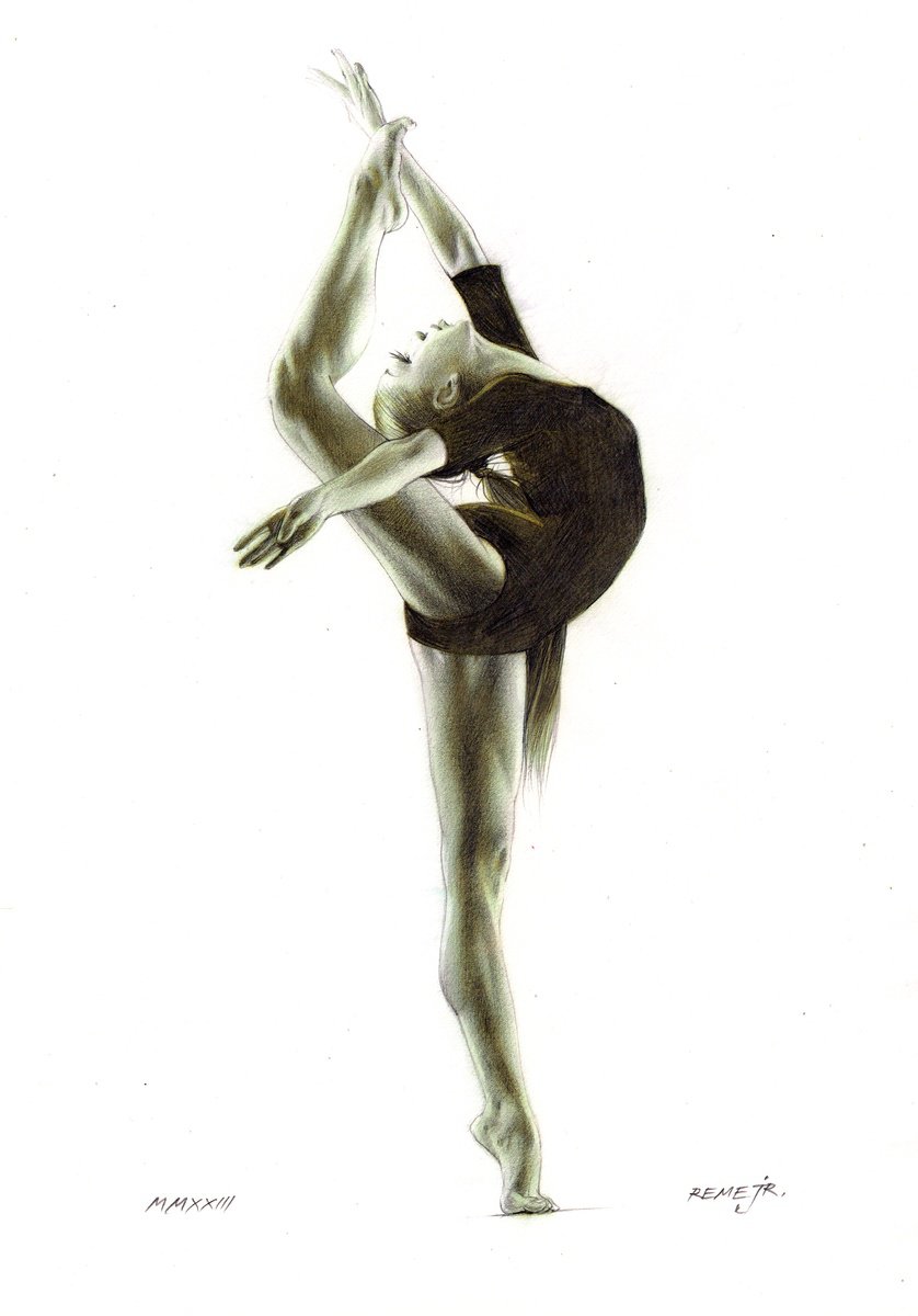 Photorealistic Portrait Watercolour By Reme Jr., 10 X 14", Ballet Dancer Dxxiv, Original Artwork