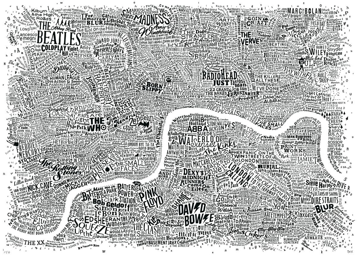 Music Map Of London (A2, White, 2018) by Dex