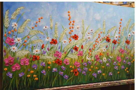 Blooming Field - Original Impasto Painting