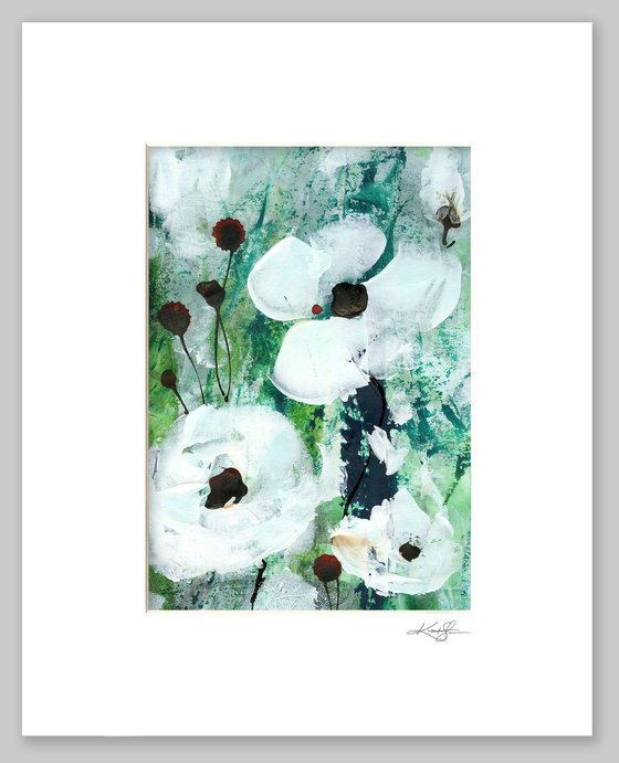 Abstract Floral Collection 6 - 3 Flower Paintings in mats by Kathy Morton Stanion
