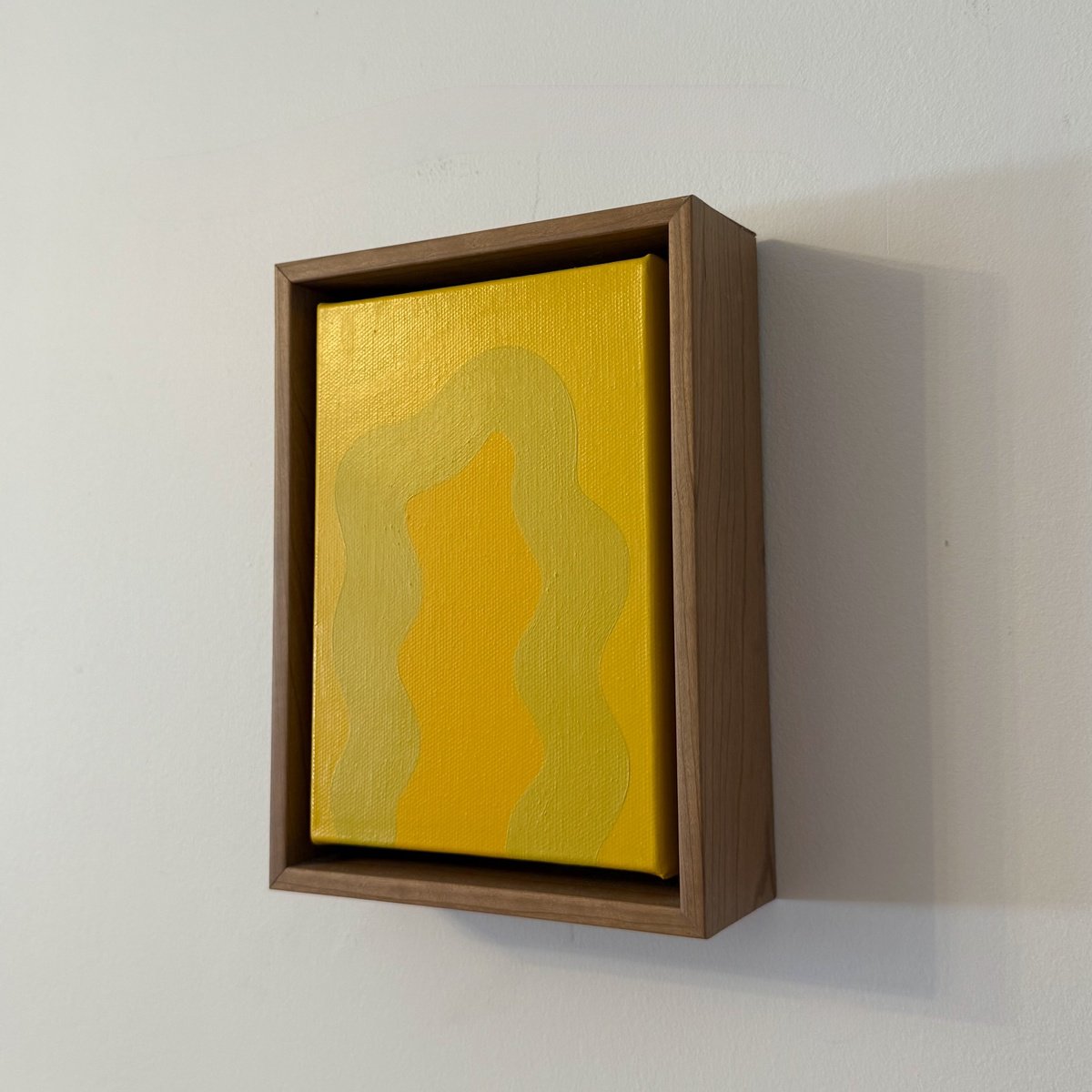 Organic Abstract Acrylic Painting By Shadia Sabagh, 6 X 8", Yellow Mini, Original Artwork