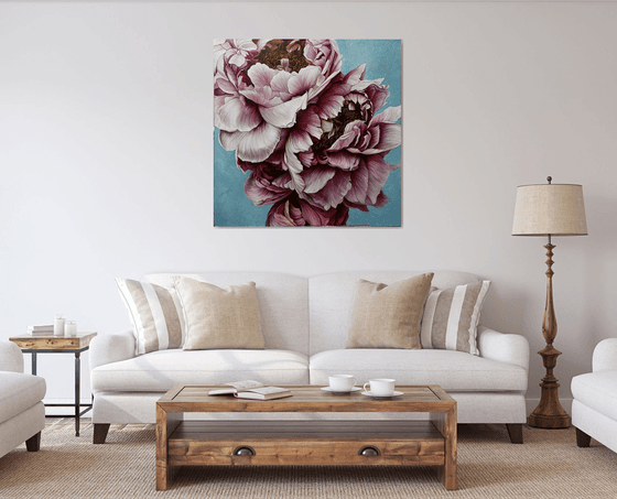A pair of peonies on an airy background
