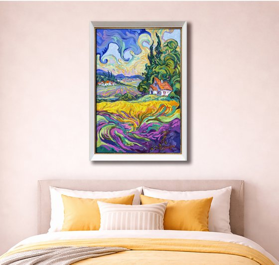 Provence Morning - Lavender and Cypress Trees