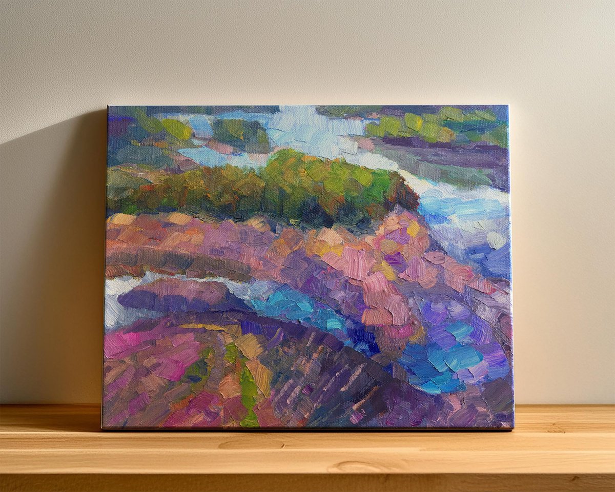 Impressionistic Landscape Oil Painting By Dena Adams, 10 X 8, Scanning The Bay, Original Artwork