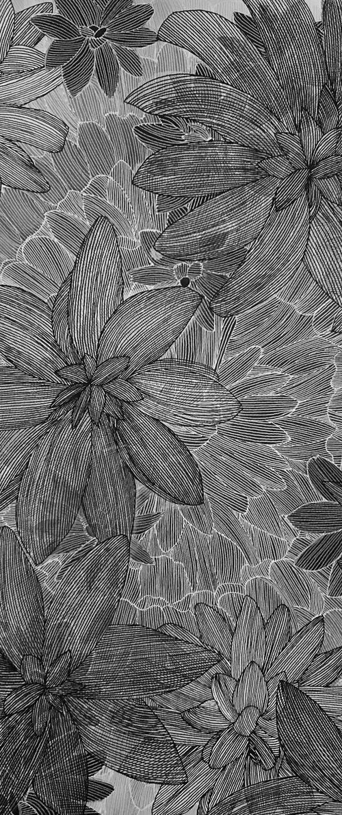 Abstract Black and white flowers CZ19015 by Carol Zsolt