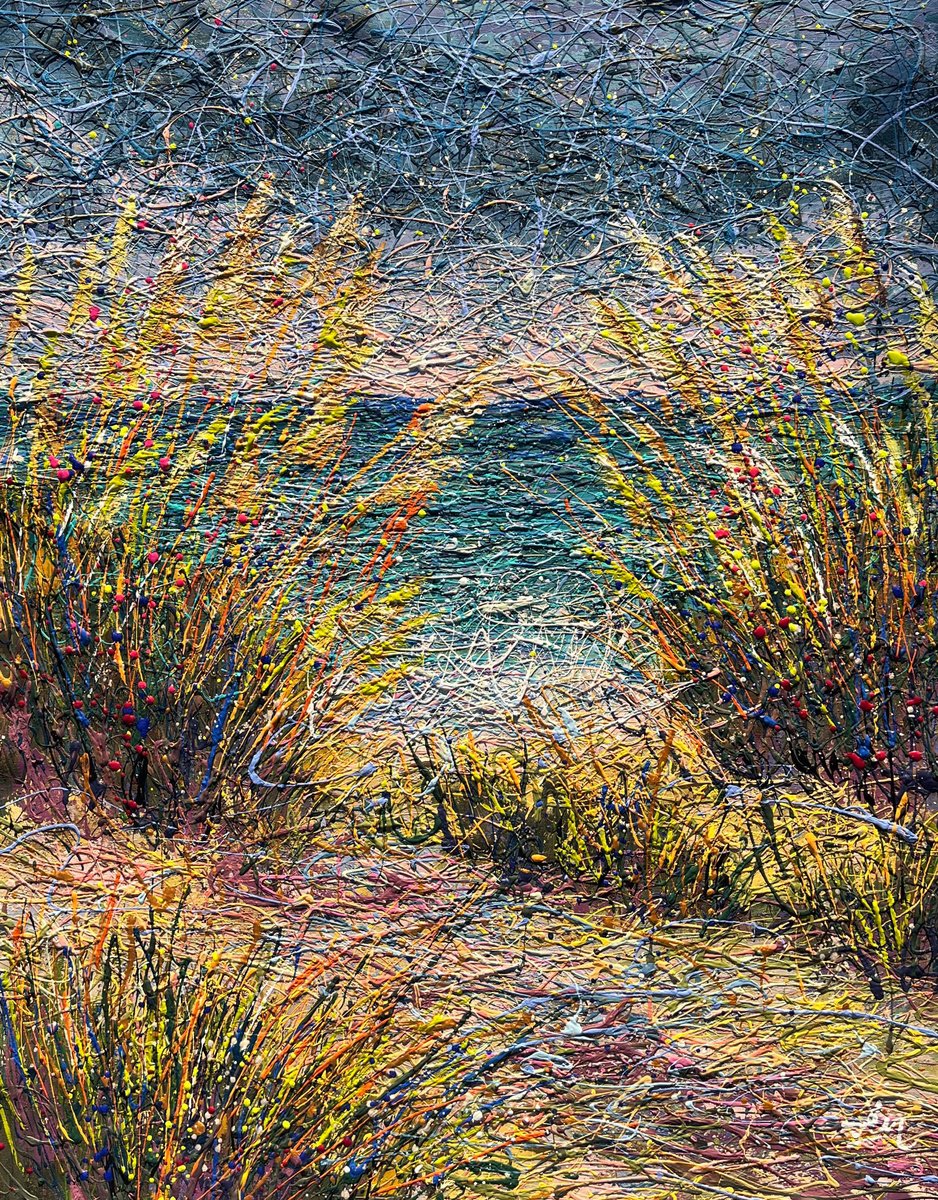 Impressionistic Landscape Acrylic Painting By Nadiia Antoniuk, 37 X 47", Don