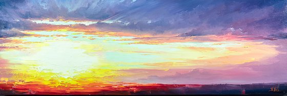 Sunset Colorful Palette Knife Oil Painting