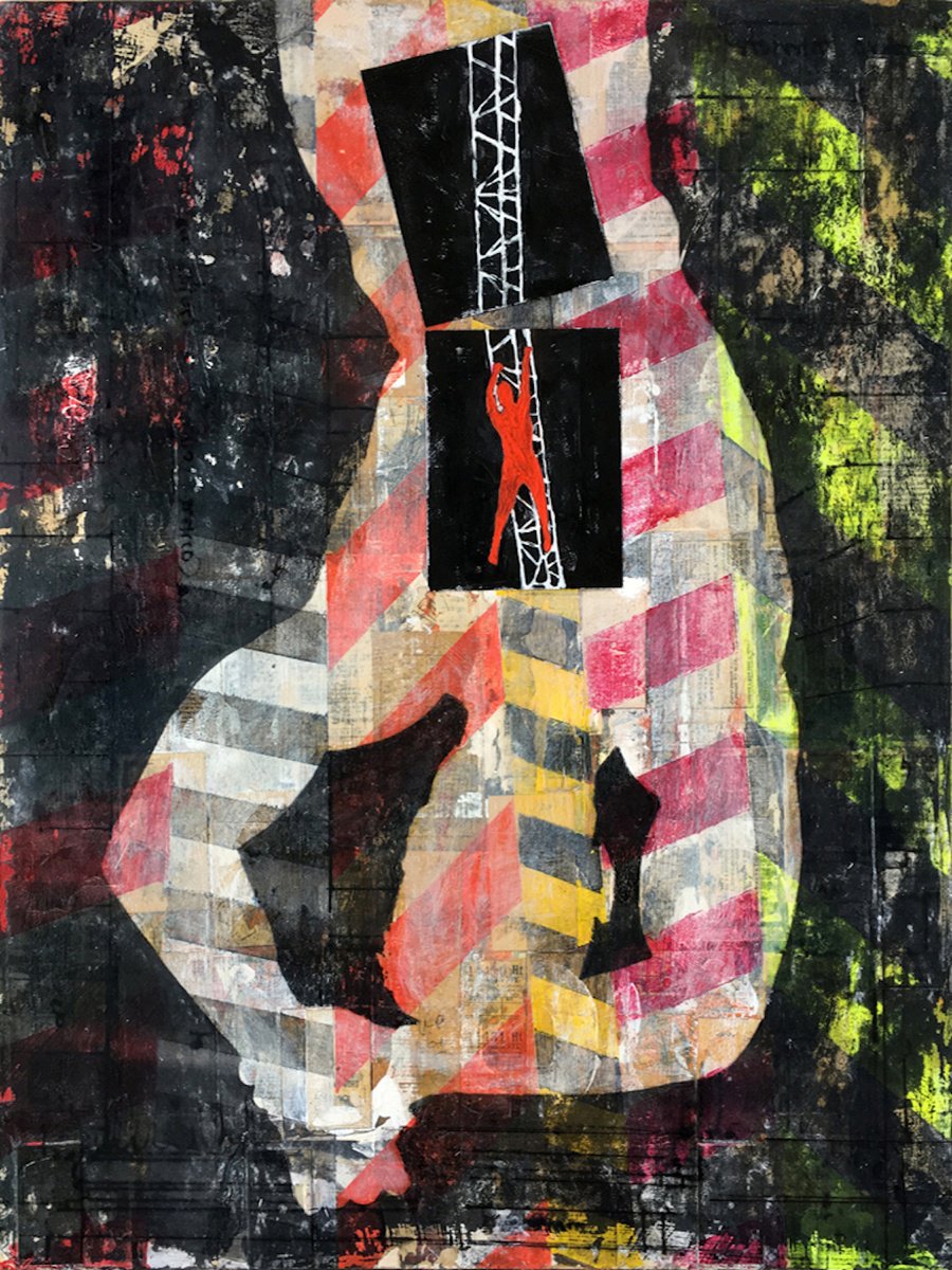 Portrait Collage By Adam Collier Noel, 18 X 24, Cautionary Tale, Original Artwork