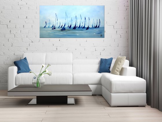 In Harmony - abstract seascape on canvas, ready to hang