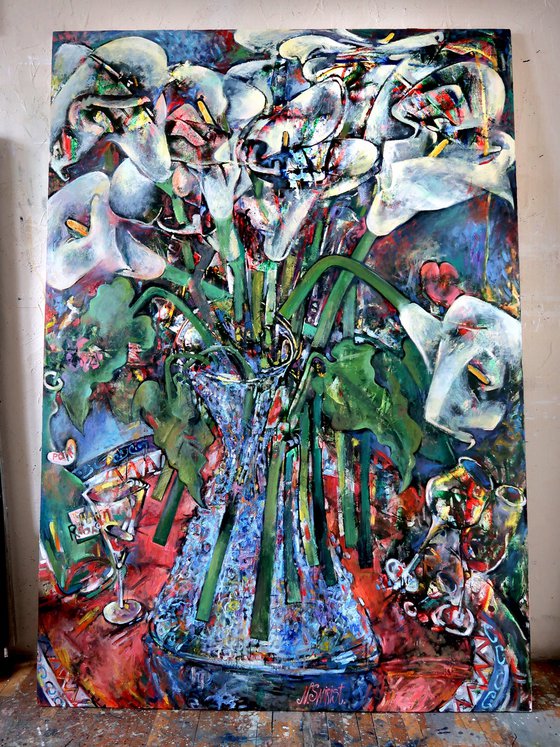 “Calla Lilies and Glasses”