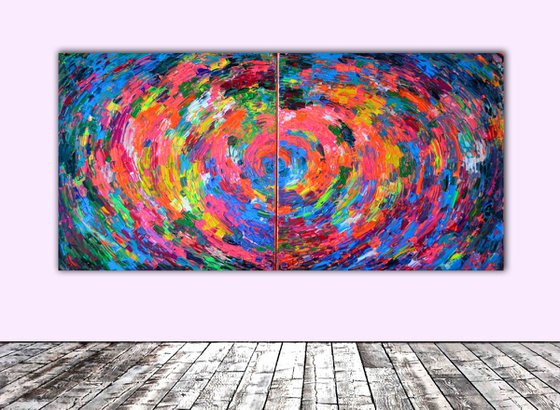 RESERVED!!! Gypsy Skirt Rounded - 200x100 cm - XXXL Large Modern Abstract Big Painting - Ready to Hang, Office, Hotel and Restaurant Wall Decoration