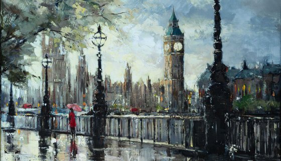 'Rainy evening at Westminster'
