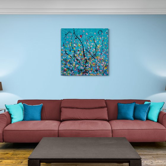 Semi-Abstract Painting - 96x96x2.5' -Cerizarbo N-5-