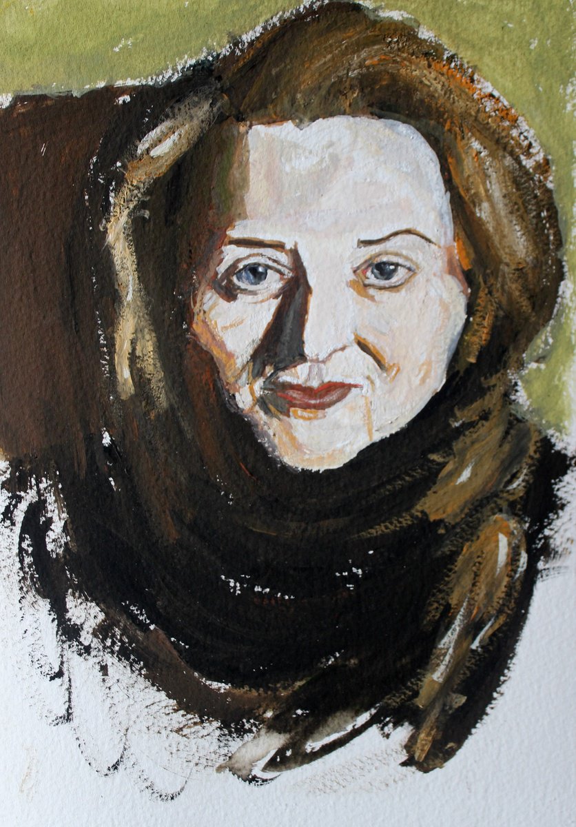 Expressive Portrait Painting By James Henry Johnston, 7 X 11, Claire Keegan, Original Artwork
