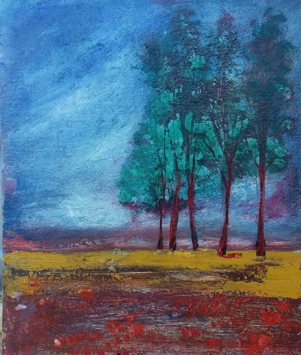 Impressionistic Landscape Oil Painting By Kevin Blake, 10 X 12", Mist, Original Artwork