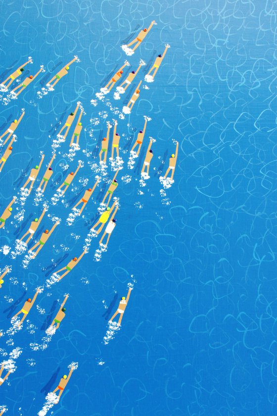 Swimmers 543 in Aitutaki Cook Islands race start water