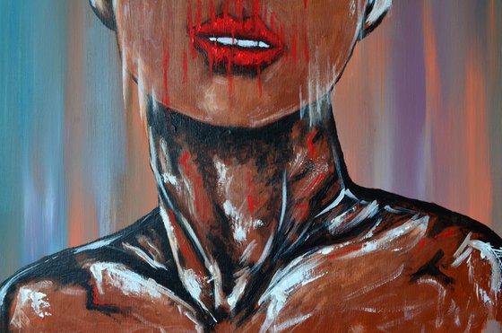 Naked Streaks - Modern Portrait Original Painting Art On The Deep Edge Canvas Ready To Hang