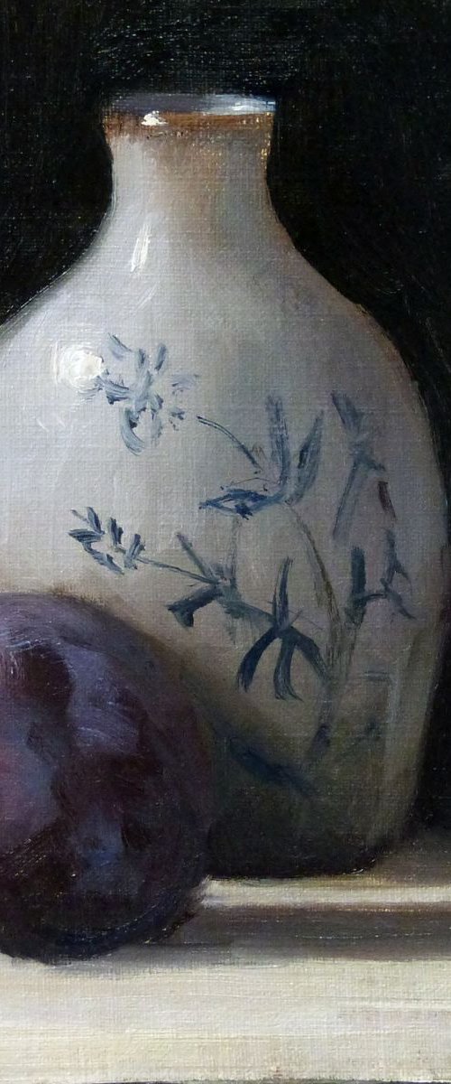Plums and Porcelain Vase by Pascal Giroud
