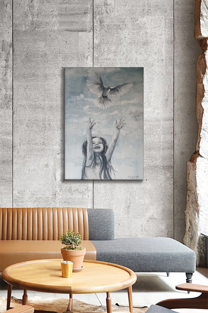 Impressionistic Portrait Oil Painting By Mary Voloshyna, 28 X 39", When Your Eyes Are Burning, Original Artwork