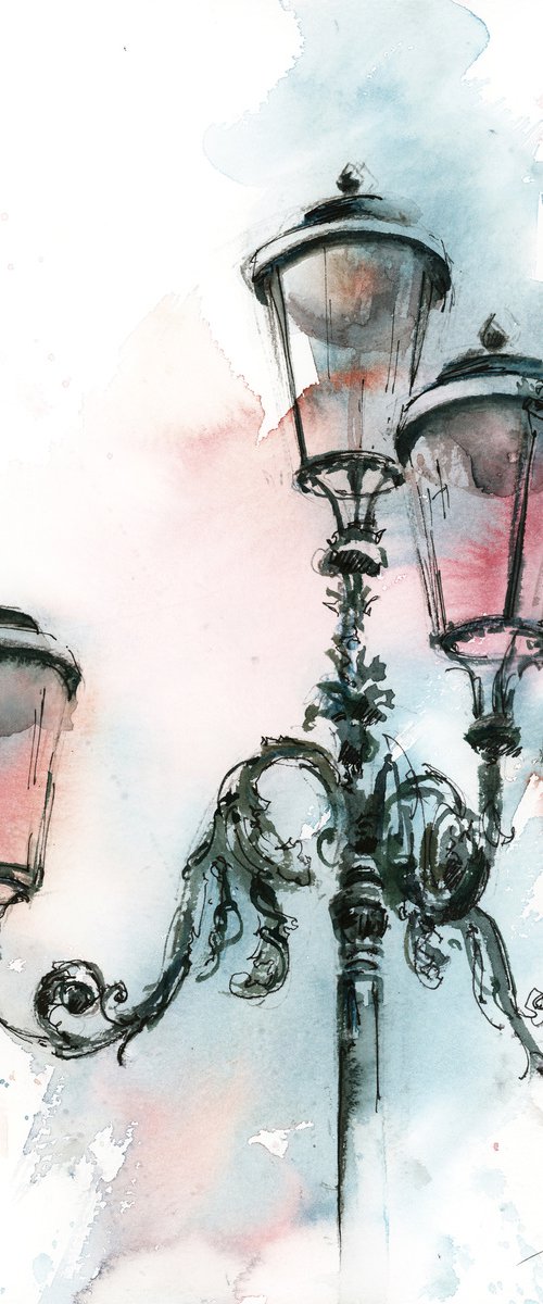 Venice Lanterns - Architecture Sketch Mixed Media by Sophie Rodionov