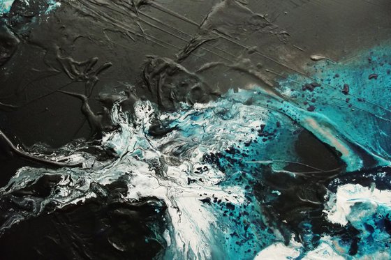 Turquoise Oceans 240cm x 100cm Textured Abstract Art