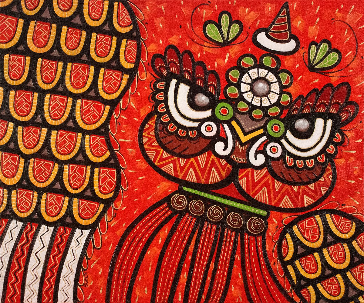 Lion dance red by Yue Zeng