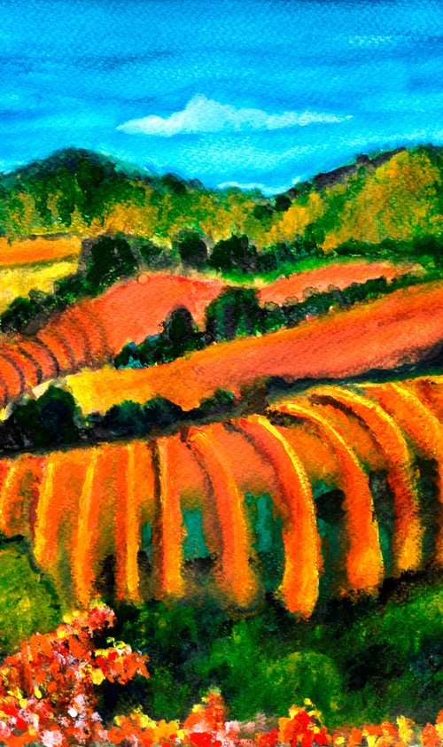 Colorful Landscape painting of Sonoma Valley california by Manjiri Kanvinde