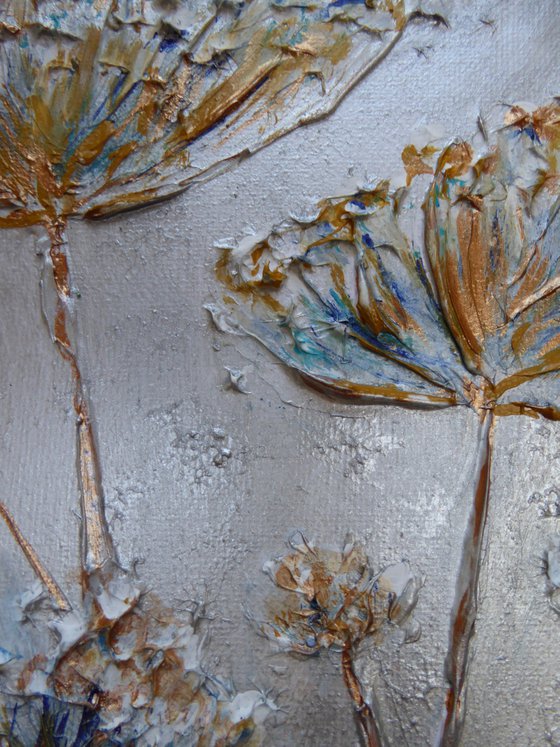 Cow Parsley textures with silver and bronze