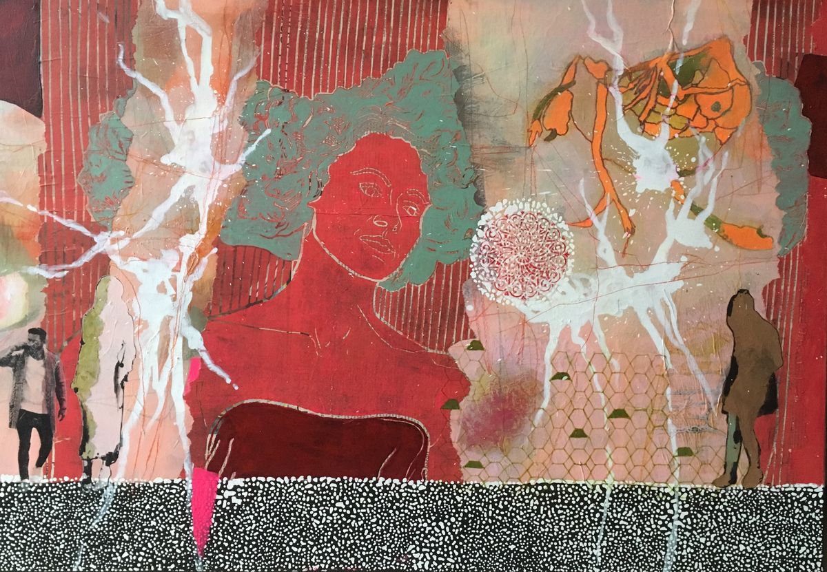 Expressive Portrait Painting By Marita Tobner, 39 X 28", Frida, Original Artwork