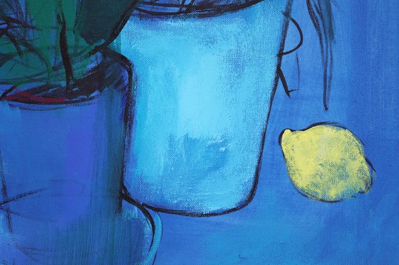 Blue Still life and Moon