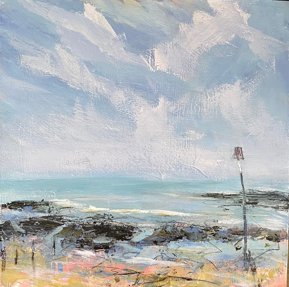 Impressionistic Landscape Acrylic Painting By Nikki Wheeler, 12 X 12", Soft Day, Original Artwork