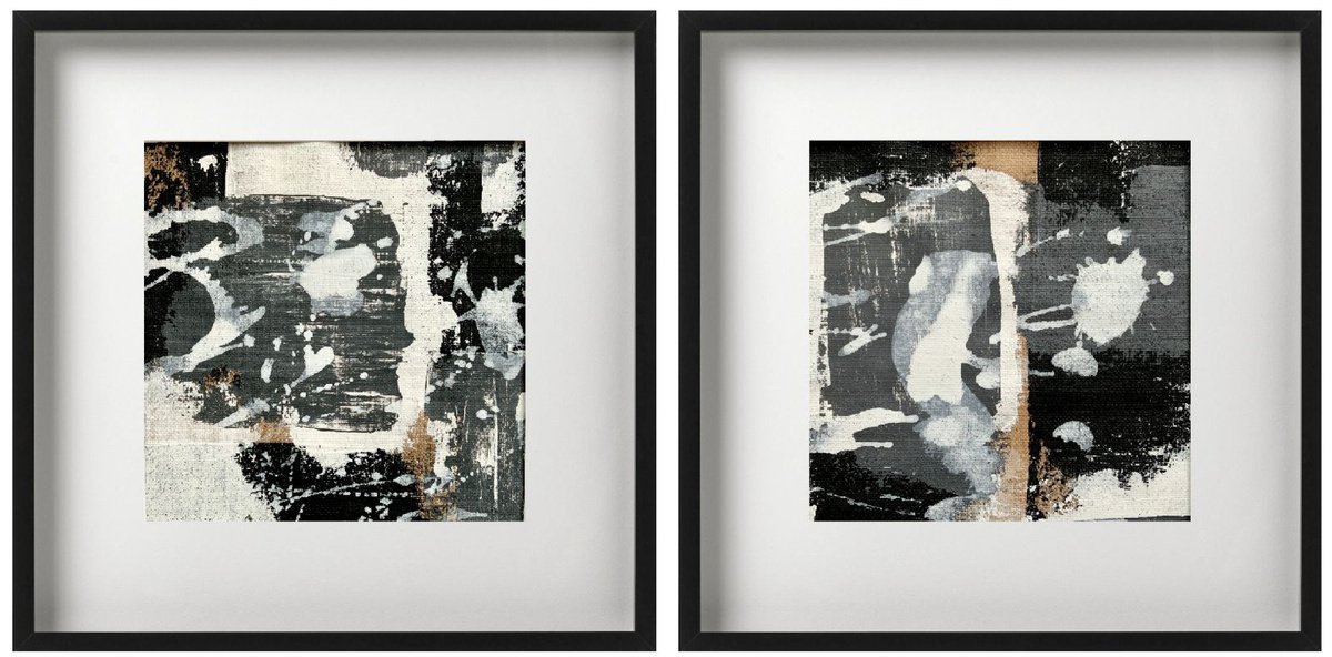 Abstraction No. 00521 black & white - set of 2 by Anita Kaufmann