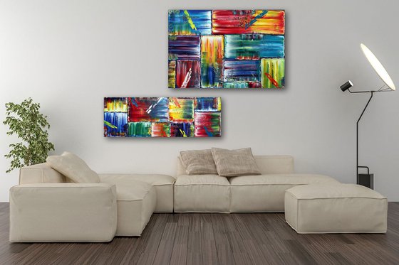 "Rebel Rebel" - FREE USA SHIPPING + Save As A Series - Original Large PMS Abstract Diptych Oil Paintings On Canvas - 36" x 36"