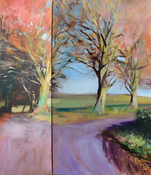 View towards Winchester Hill - Diptych by John Welsh