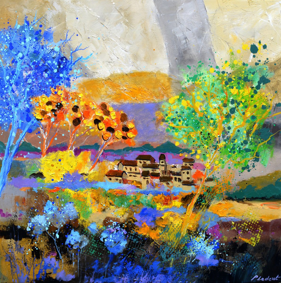 Colourful Abstract Landscape By Pol Henry Ledent, 28 X 28, Artwork For Sale On Artfinder