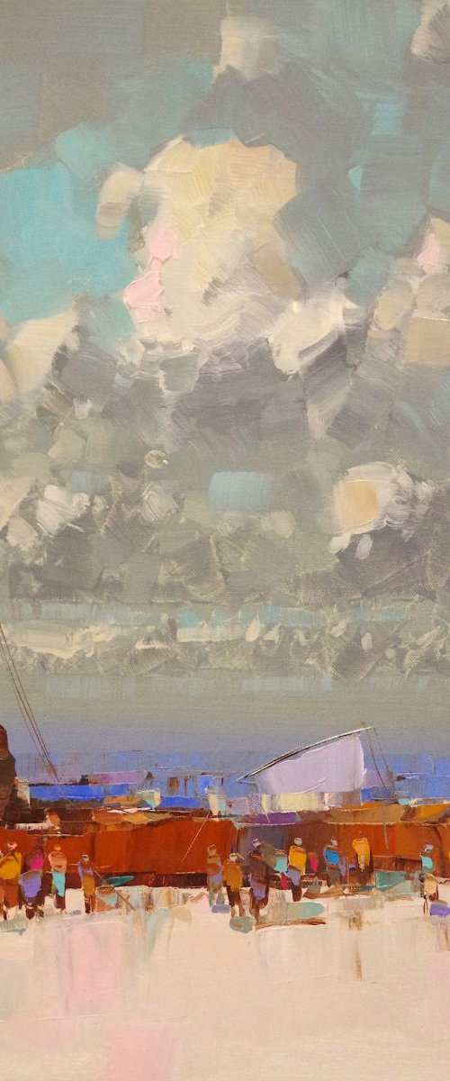 Sail Boats, Seascape Original oil painting, Handmade artwork, One of a kind Signed with Certificate of Authenticity by Vahe Yeremyan