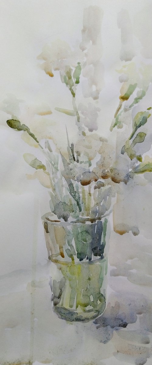 Carnations. Original watercolour painting. by Elena Klyan