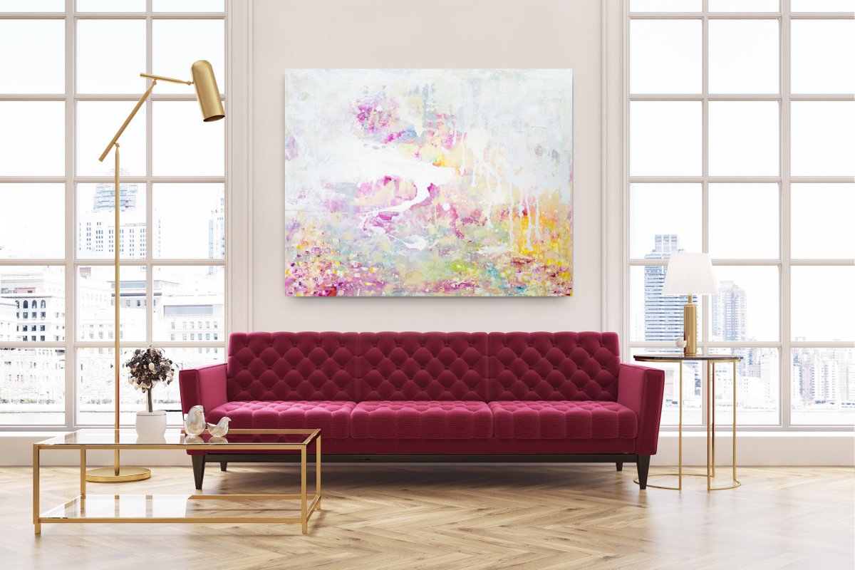 Impressionistic Abstract Acrylic Painting By Elide Pizzini, 39 X 32, Light I, Original Artwork