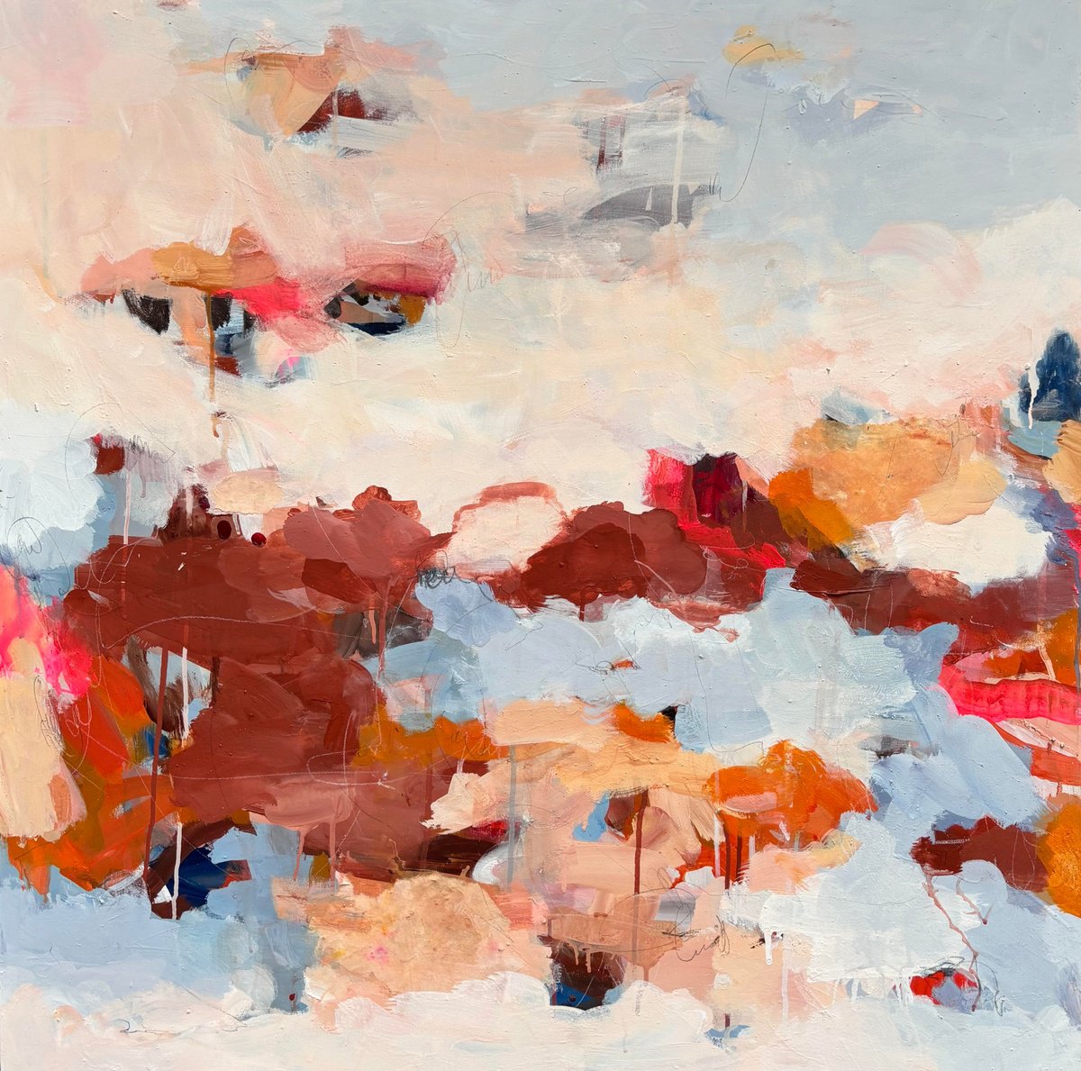 Abstract Painting By Angela Dierks, 39 X 39, Balancing Out, Original Artwork