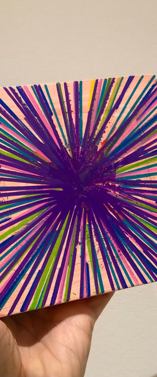 Fireworks 5 - miniature colourful abstract stripes by Elena Renaudiere