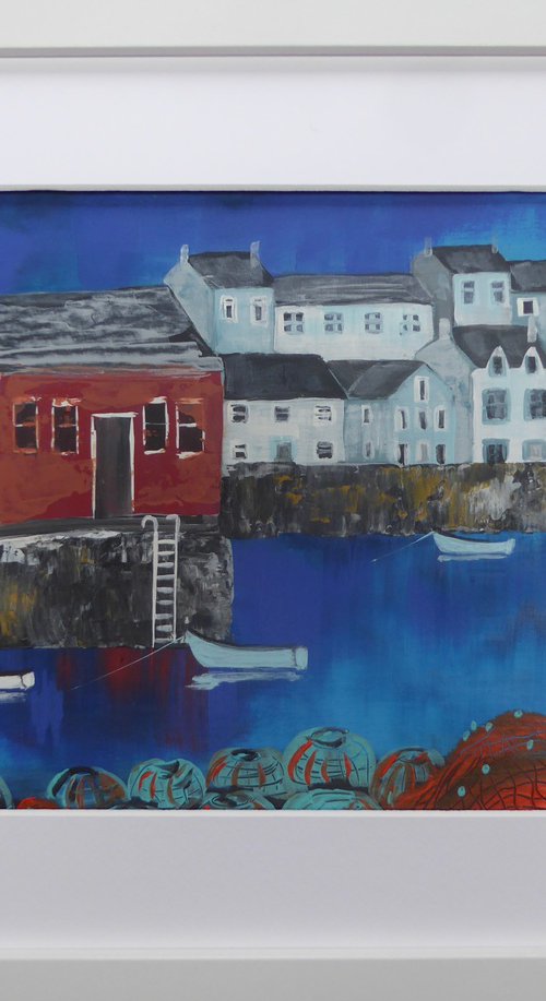 Fishguard, pots and nets by Elaine Allender