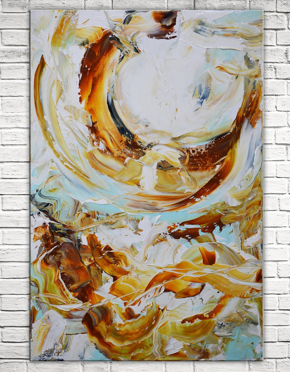 Abstract Acrylic Painting By Andrada Anghel, 24 X 36, Seafoam Vortex 2, Original Artwork