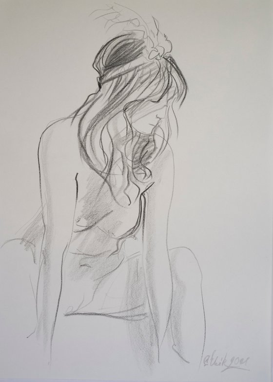 Sad woman sketch (model Lisa)