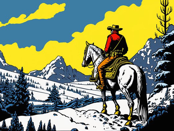 Western outlaw in the mountains