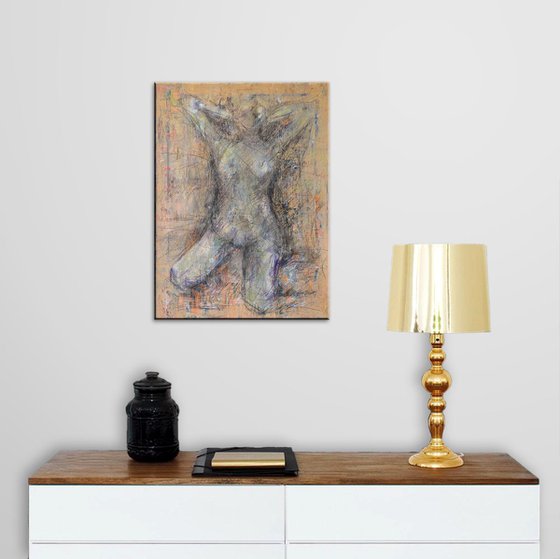 Nude Pose - Original Acrylic Painting Art on Canvas Ready To Hang