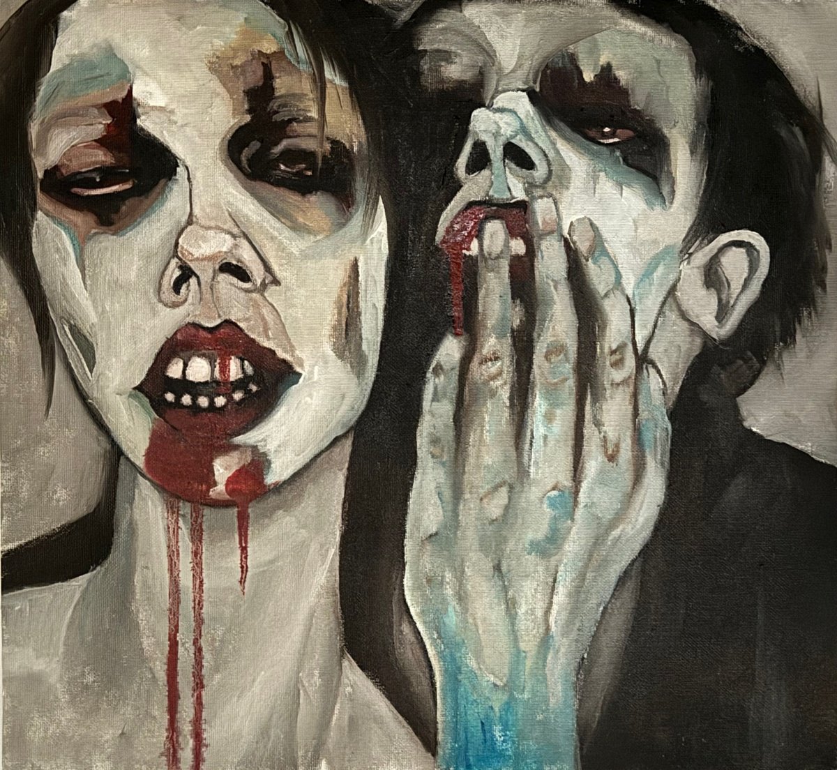 Expressive Portrait Oil Painting By Lola Jovan, 17 X 15", Happily Ever After, Original Artwork