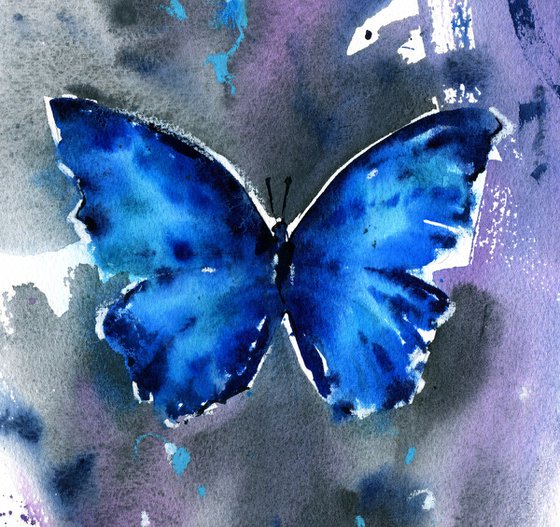 "Blue morpho butterfly "Original watercolor painting