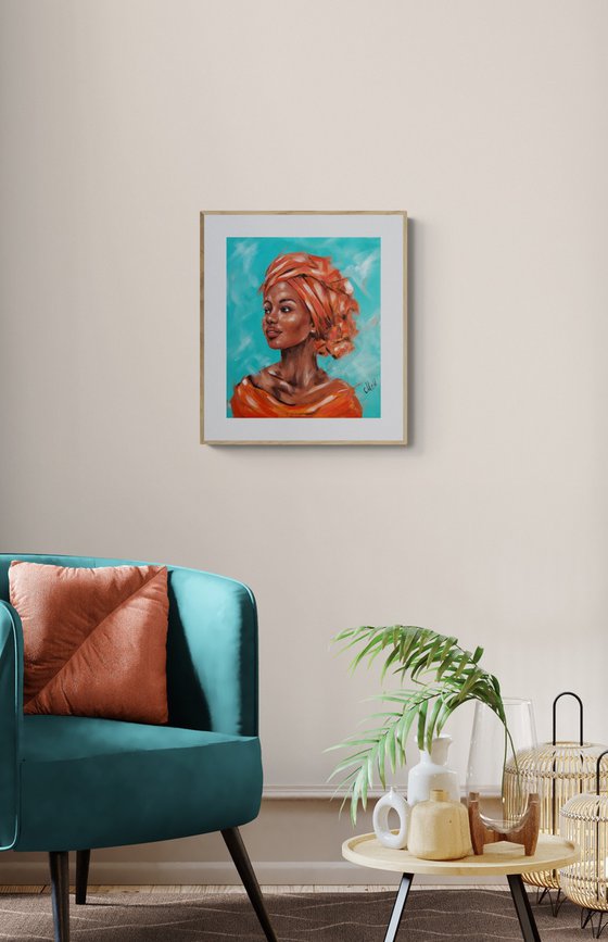 Radiant African Grace - oil portrait painting