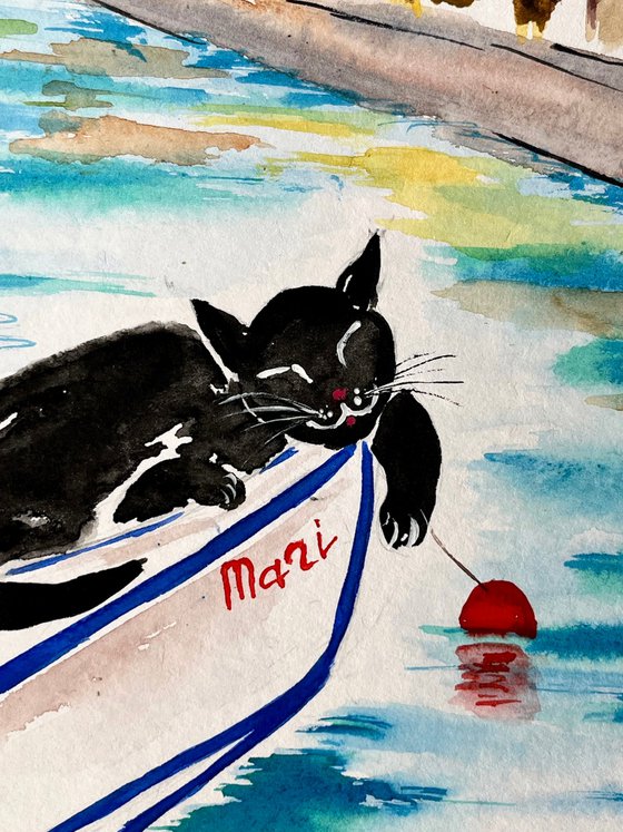 Amalfi Cat Painting