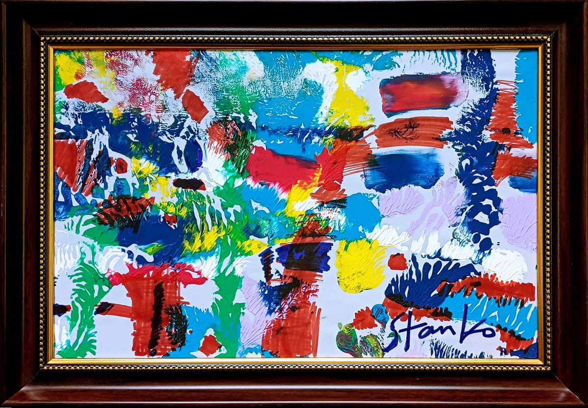Abstract Acrylic Painting By Stanislav Bojankov, 19 X 13", Jam Session(Jazzy)-Viii, Original Artwork